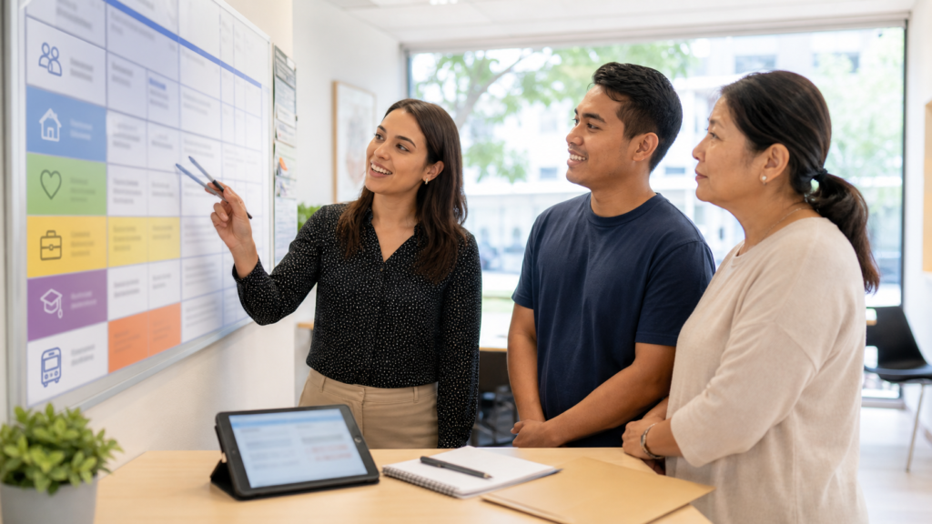 NDIS support categories explained with a Sydney participant and support coordinator